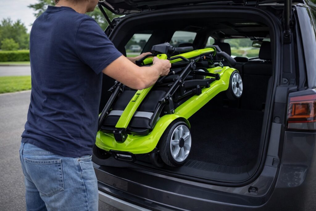 folding mobility scooter fitting into car boot